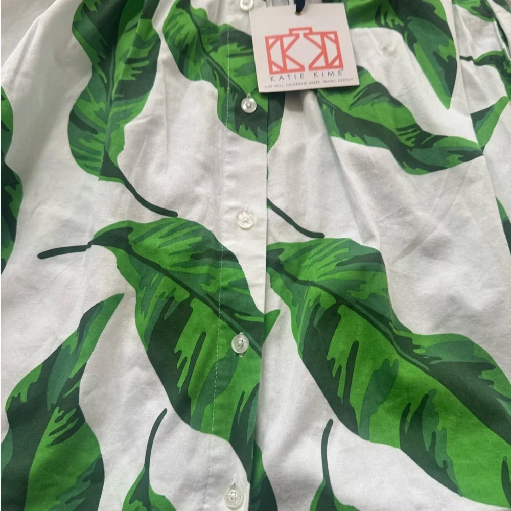 Katie Kime White Skirt with Green Leaf Print - Picture 11 of 14